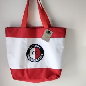 NWT Stylish Red and White Tote Bag